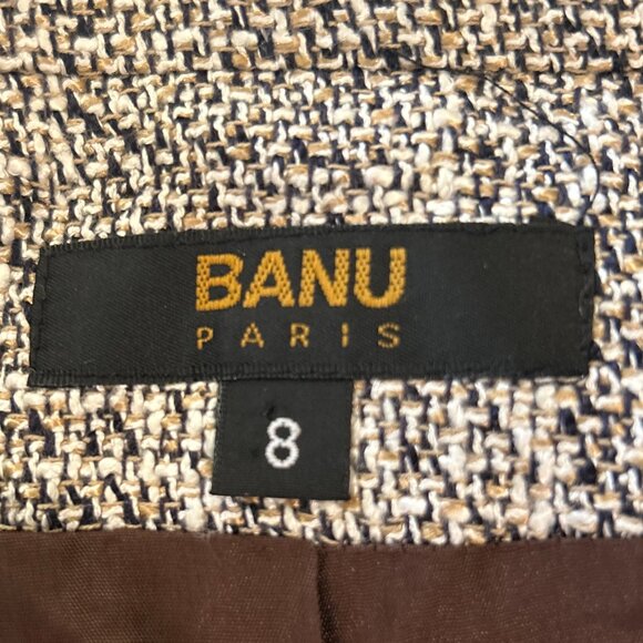Banu Paris SZ 8 Brown Tweed Metal Trim Wool Blazer Academia Preppy Old $ Capsule - Picture 8 of 9